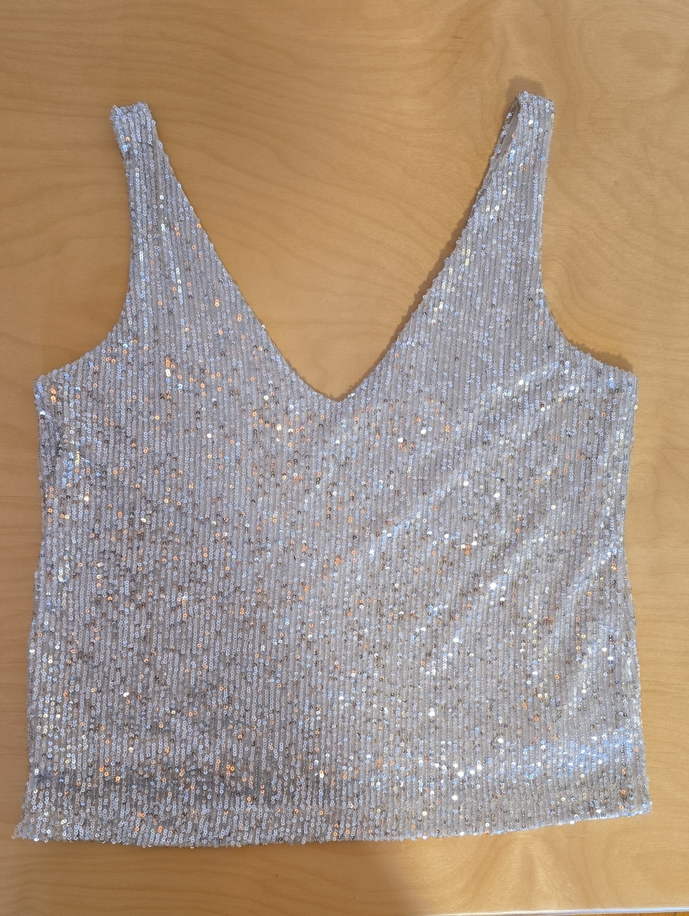 H&M Silver Sequin V-Neck Tank Top